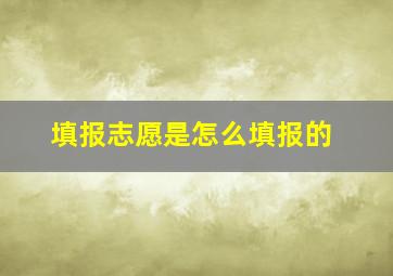 填报志愿是怎么填报的