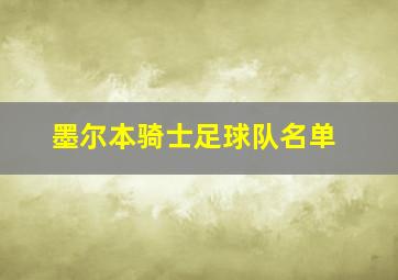 墨尔本骑士足球队名单