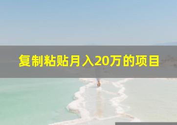 复制粘贴月入20万的项目