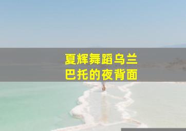 夏辉舞蹈乌兰巴托的夜背面