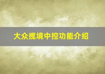 大众揽境中控功能介绍