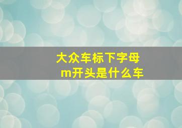 大众车标下字母m开头是什么车