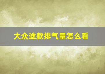 大众途款排气量怎么看