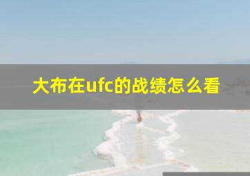 大布在ufc的战绩怎么看