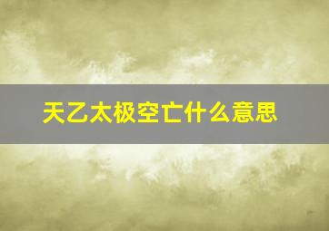 天乙太极空亡什么意思