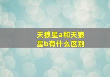 天狼星a和天狼星b有什么区别