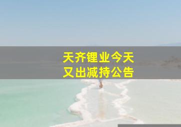 天齐锂业今天又出减持公告