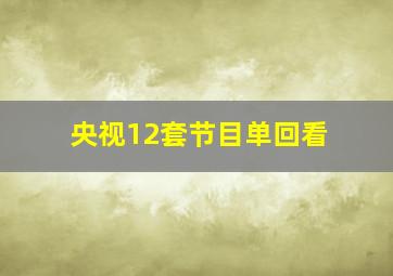 央视12套节目单回看