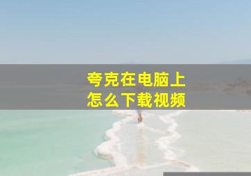 夸克在电脑上怎么下载视频