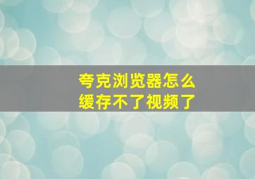 夸克浏览器怎么缓存不了视频了