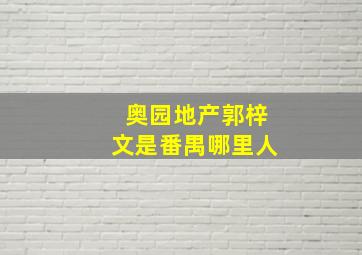 奥园地产郭梓文是番禺哪里人