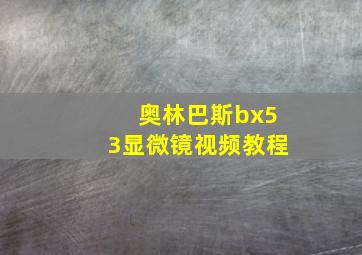 奥林巴斯bx53显微镜视频教程