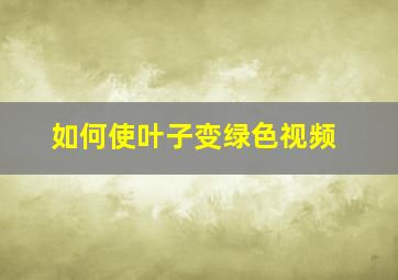 如何使叶子变绿色视频