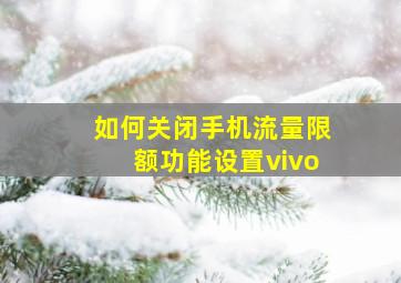 如何关闭手机流量限额功能设置vivo