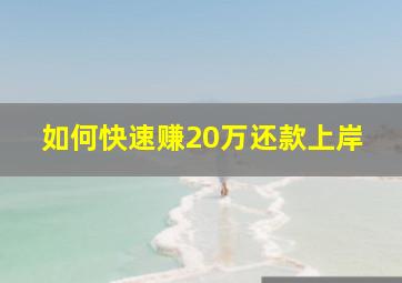 如何快速赚20万还款上岸