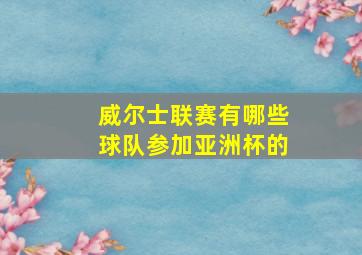 威尔士联赛有哪些球队参加亚洲杯的