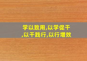 学以致用,以学促干,以干践行,以行增效