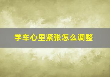 学车心里紧张怎么调整