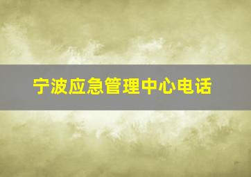 宁波应急管理中心电话