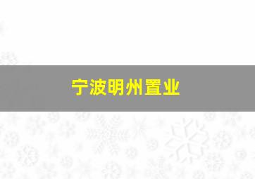 宁波明州置业