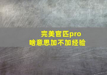 完美官匹pro啥意思加不加经验