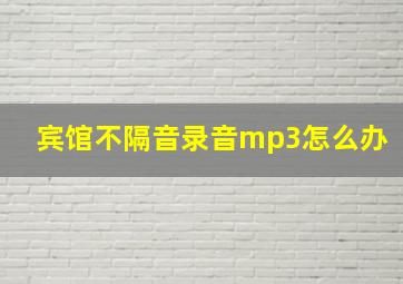 宾馆不隔音录音mp3怎么办