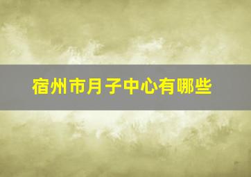 宿州市月子中心有哪些