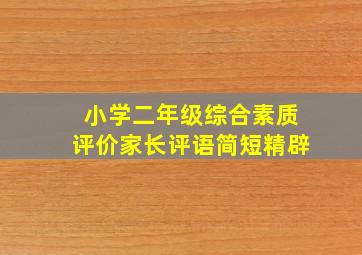 小学二年级综合素质评价家长评语简短精辟