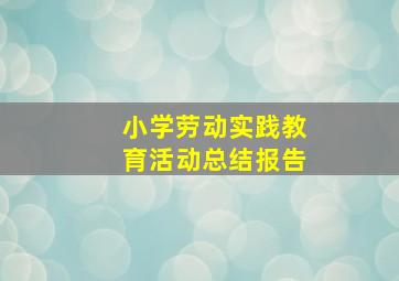 小学劳动实践教育活动总结报告