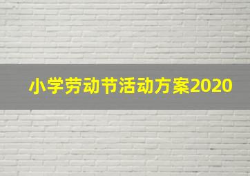 小学劳动节活动方案2020