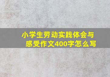 小学生劳动实践体会与感受作文400字怎么写