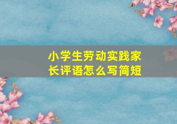 小学生劳动实践家长评语怎么写简短