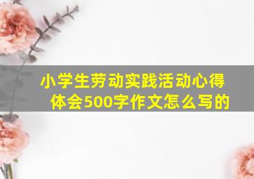 小学生劳动实践活动心得体会500字作文怎么写的