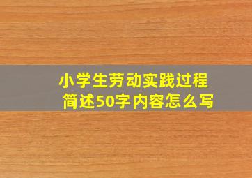 小学生劳动实践过程简述50字内容怎么写