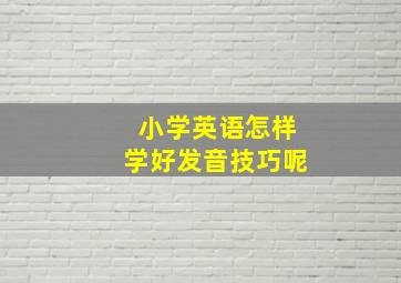 小学英语怎样学好发音技巧呢