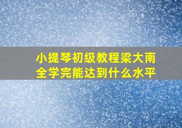 小提琴初级教程梁大南全学完能达到什么水平