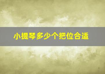 小提琴多少个把位合适