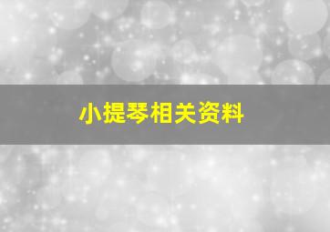 小提琴相关资料