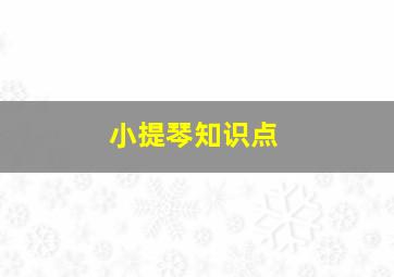 小提琴知识点