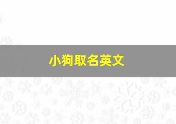 小狗取名英文