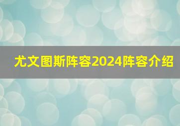 尤文图斯阵容2024阵容介绍