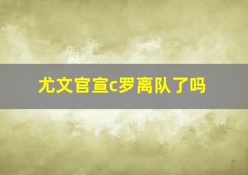 尤文官宣c罗离队了吗