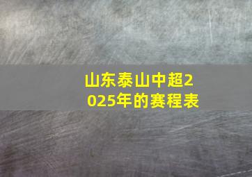 山东泰山中超2025年的赛程表