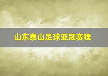 山东泰山足球亚冠赛程