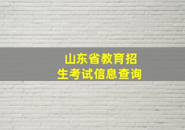 山东省教育招生考试信息查询