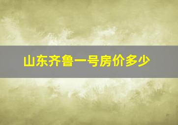 山东齐鲁一号房价多少