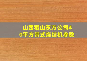 山西稷山东方公司40平方带式烧结机参数