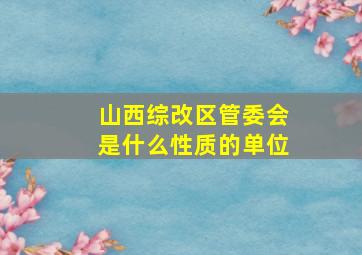 山西综改区管委会是什么性质的单位