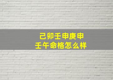 己卯壬申庚申壬午命格怎么样