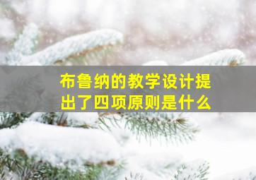 布鲁纳的教学设计提出了四项原则是什么